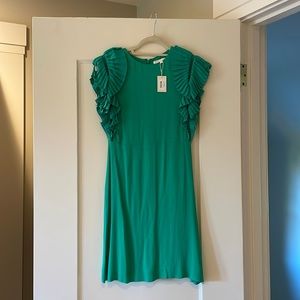 Green Maje Dress with Ruffle Sleeve. NWT! Size 1.